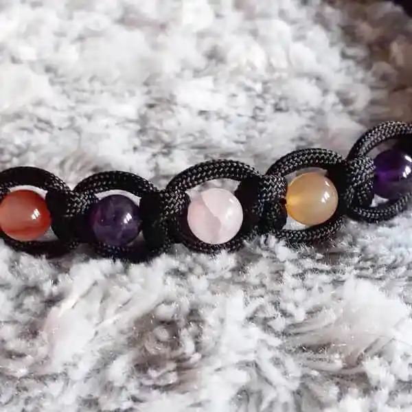 collier lithothérapie chien quartz rose améthyste cornaline