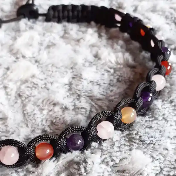 collier lithothérapie chien quartz rose améthyste cornaline