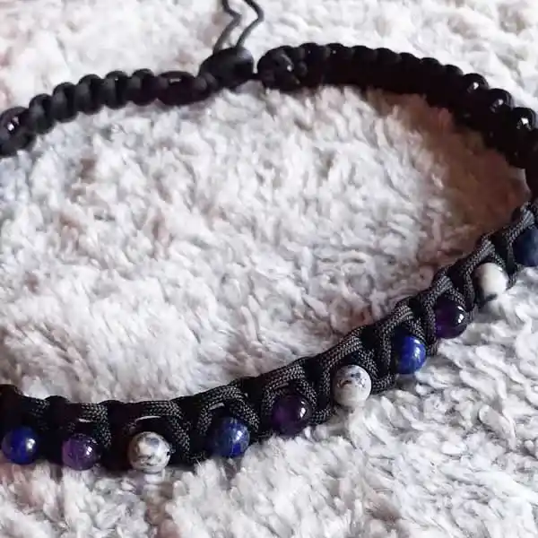 collier lithothérapie chien améthyste lapis lazuli sodalite