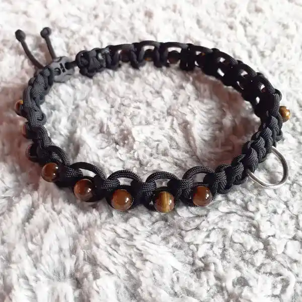 Collier chien et chat lithothérapie Œil de tigre