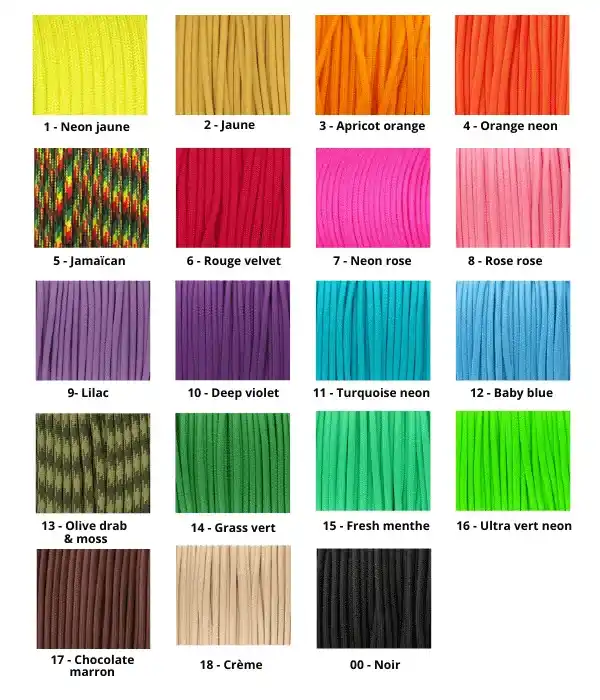 couleurs paracorde