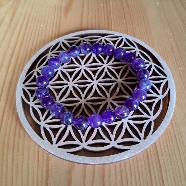 bracelet améthyste en perles naturelles diamètre 8 ou 10mm