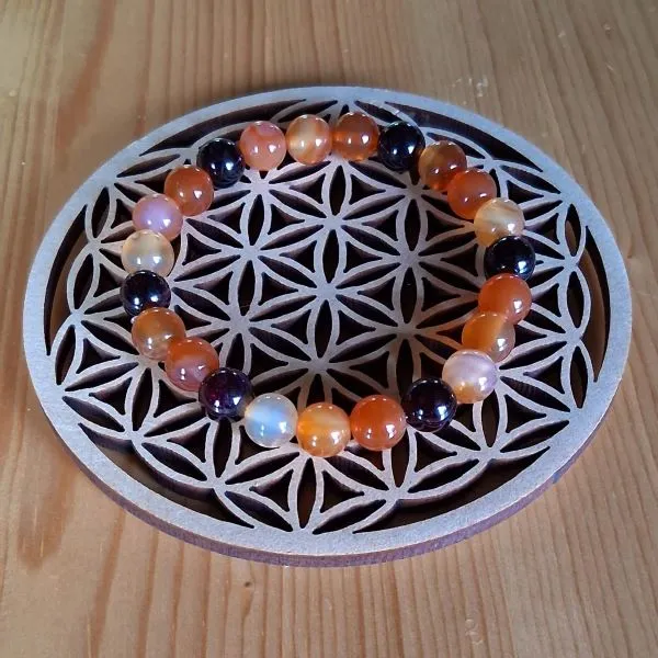 bracelet lithothérapie vitalité en pierres naturelles de cornaline et grenat