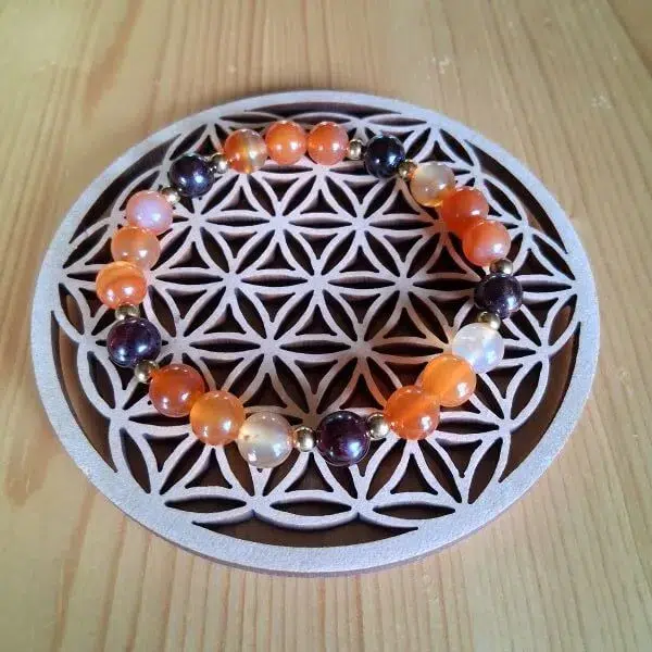 bracelet lithothérapie vitalité en pierres naturelles de cornaline et grenat