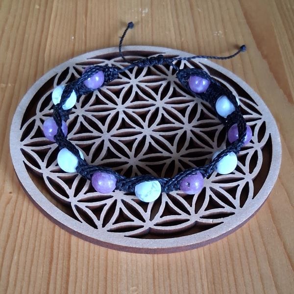 bracelet lithotherapie anti-stress lépidolite et howlite