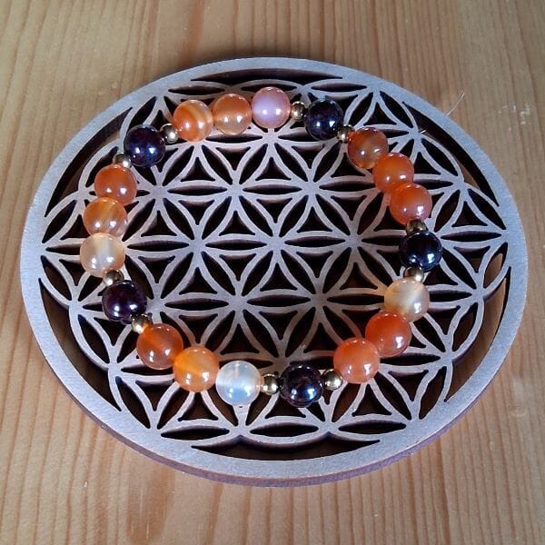 bracelet lithothérapie vitalité en pierres naturelles de cornaline et grenat