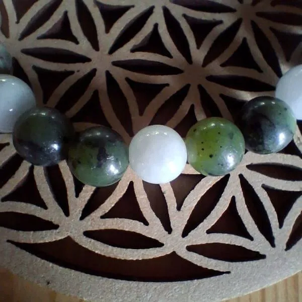 Bracelet Jade néphrite et blanc